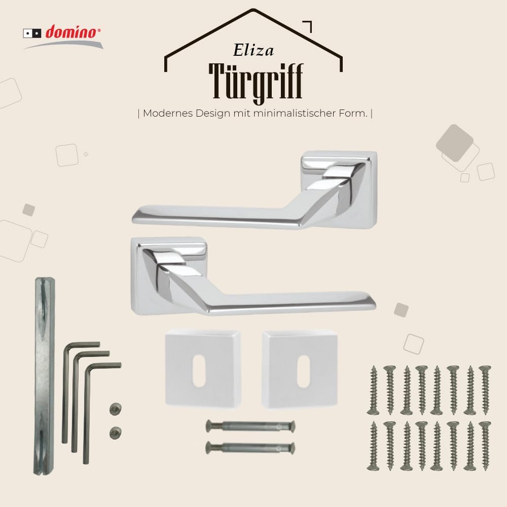 domino Türgriff ELIZA-QR M6 BB-Buntbart Drückergarnitur für Zimmertüren Türdrücker-Set Rosetten-Garn