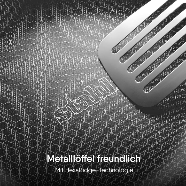 Stahl triply Hybrid-Grillpfanne | Induktionsboden | Antihaftbeschichtung | Kratzfest | Edelstahl | Ø