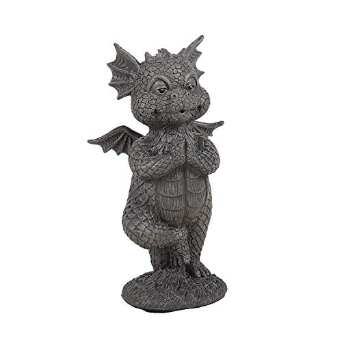 Pacific Giftware Gartenfigur Yoga Drache 14,5 cm - Gartendrache Fantasy Deko Statue Garten Figur