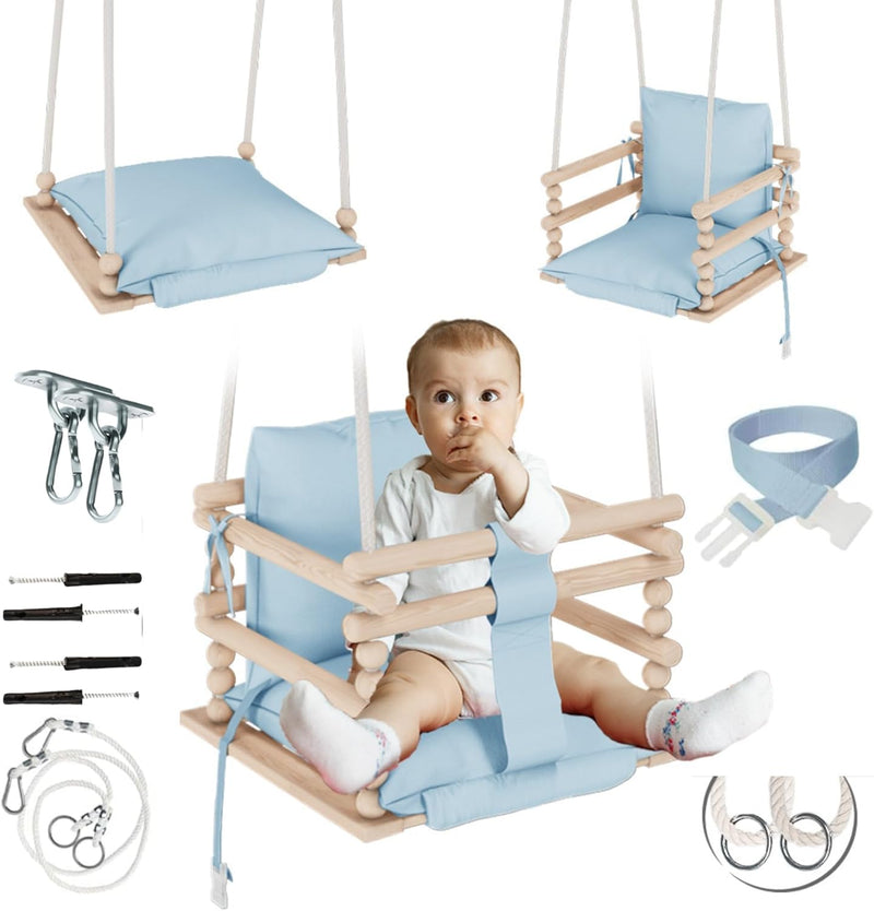 MAMOI® Babyschaukel, Schaukel Indoor und Outdoor, Holzschaukel für Baby und Kinder, Kinderschaukel,