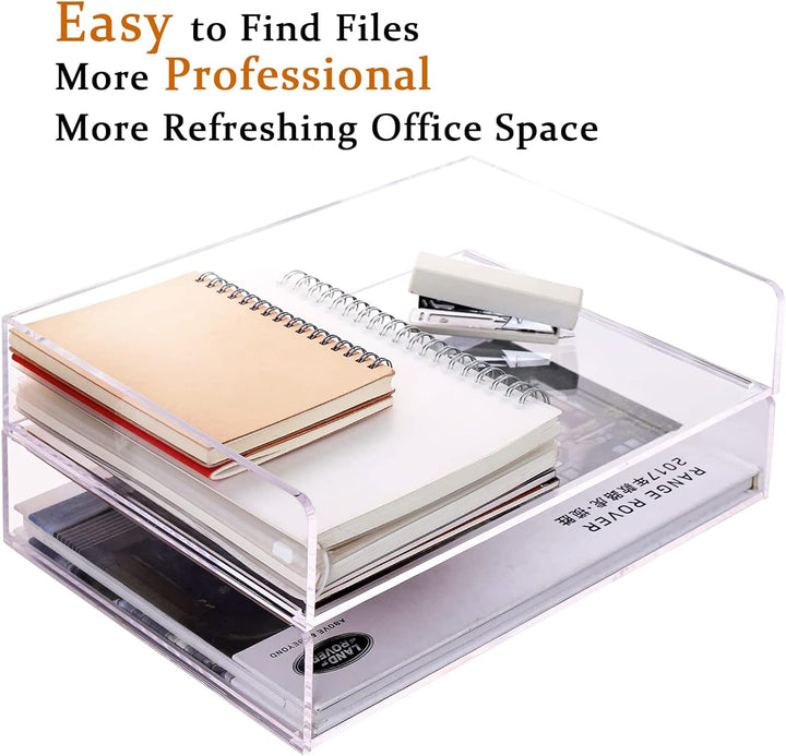 Papier-Organizer-Tablett, transparente Acryl-Schreibtisch-Organizer und Zubehör, Bürobedarf, stapelb
