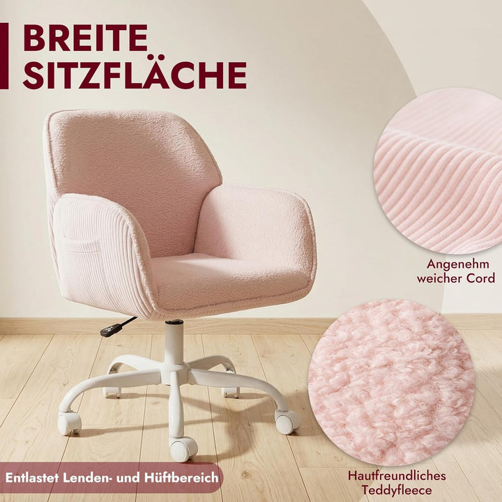 Bürostuhl Schreibtischstuhl Homeoffice Stuhl Schminktisch Stuhl – Sherpa- & Cordstoff, Ergonomisch m