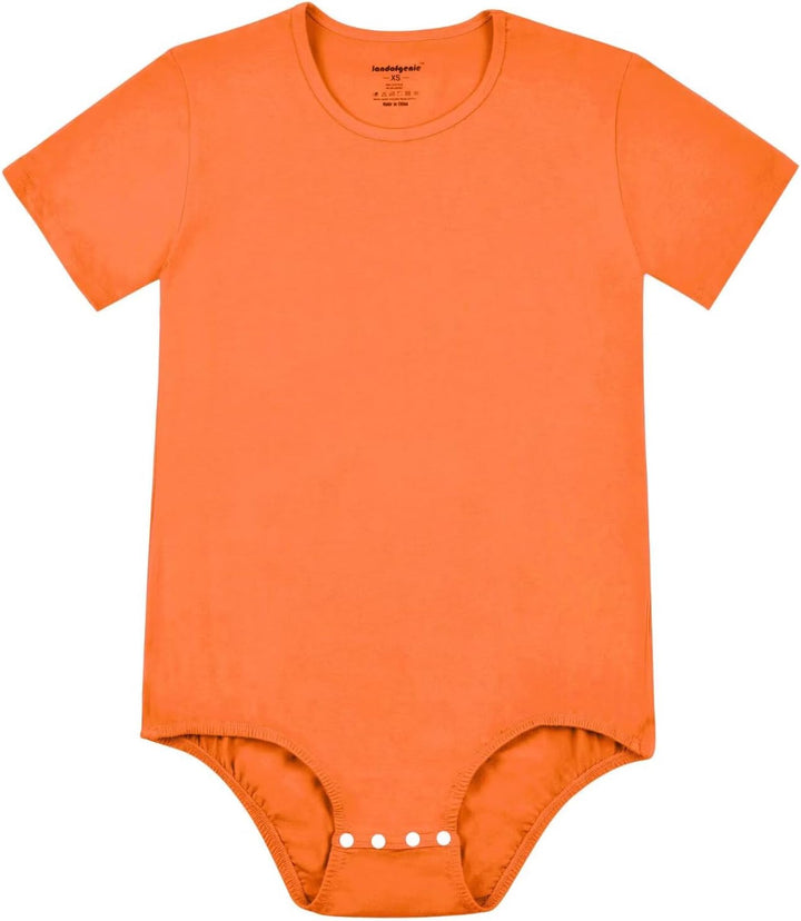 Landofgenie Männer Kurzarm Strampler Pyjama Bodysuit One Piece Strampler Orange S, Orange S