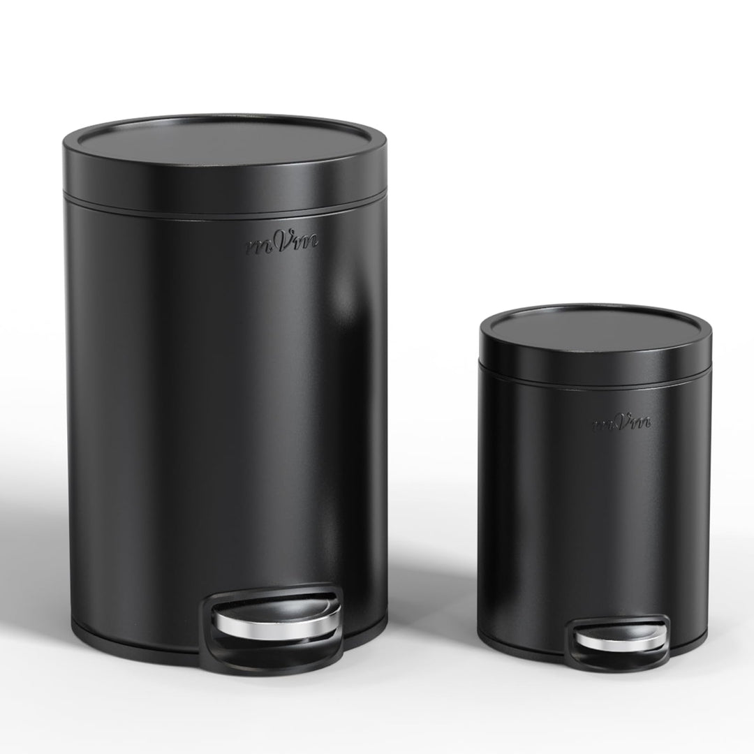 mVm Round Step Kitchen Bin with Lid,5+20L Stainless Steel Pedal Rubbish Bin,Bathroom Home Office Gar