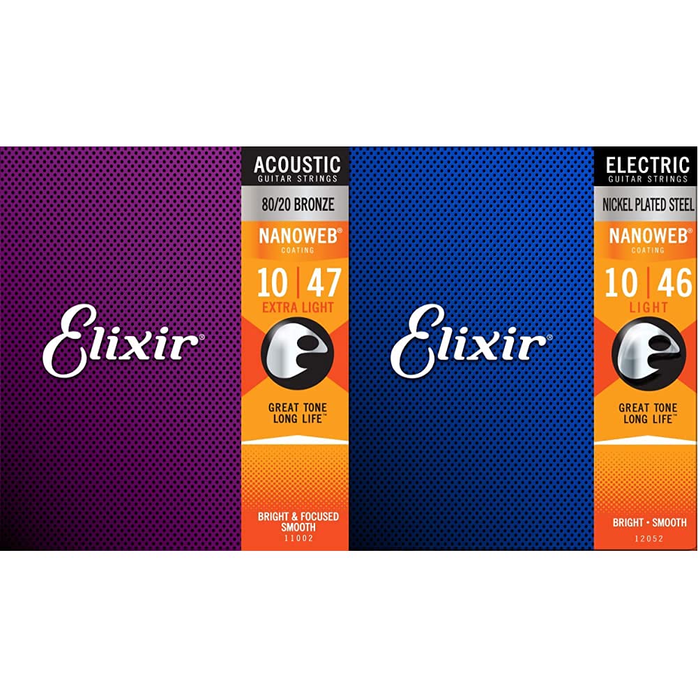 Elixir® Saiten 80/20 Bronze Akustik-Gitarrensaiten mit NANOWEB® Beschichtung, Extra Light (.010-.047