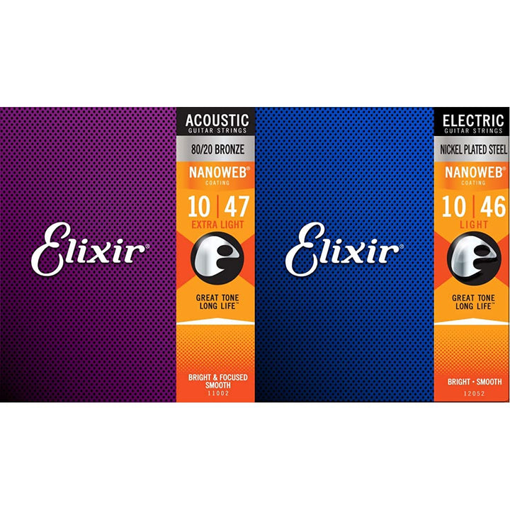 Elixir® Saiten 80/20 Bronze Akustik-Gitarrensaiten mit NANOWEB® Beschichtung, Extra Light (.010-.047