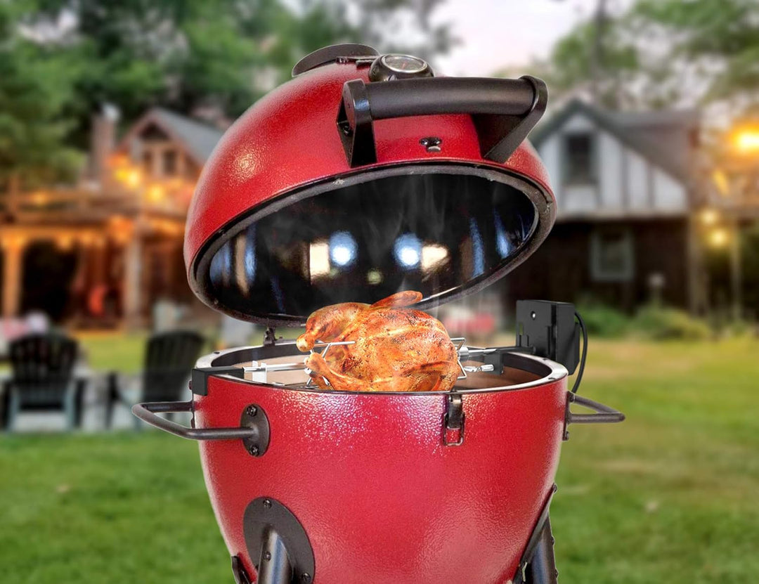 Onlyfire Grillspiess Set aus Edelstahl Drehspiess mit Elektromotor, Kompatibel für Large XLarge BGE,