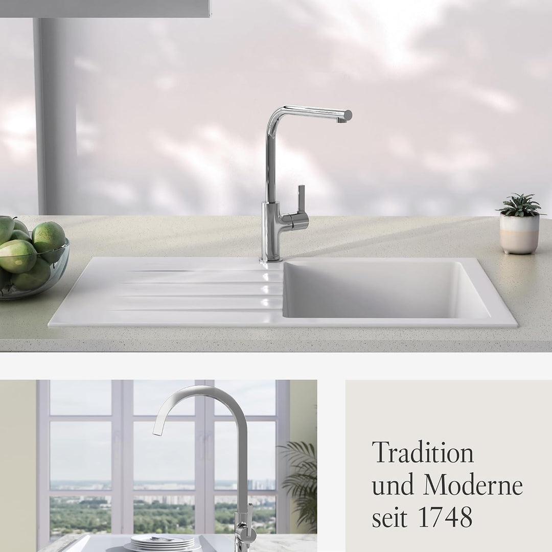 Villeroy &amp; Boch Variaro Küchenarmatur, Armatur Küche, 306 mm Auslaufhöhe, 360° schwenkbarer Auslauf,