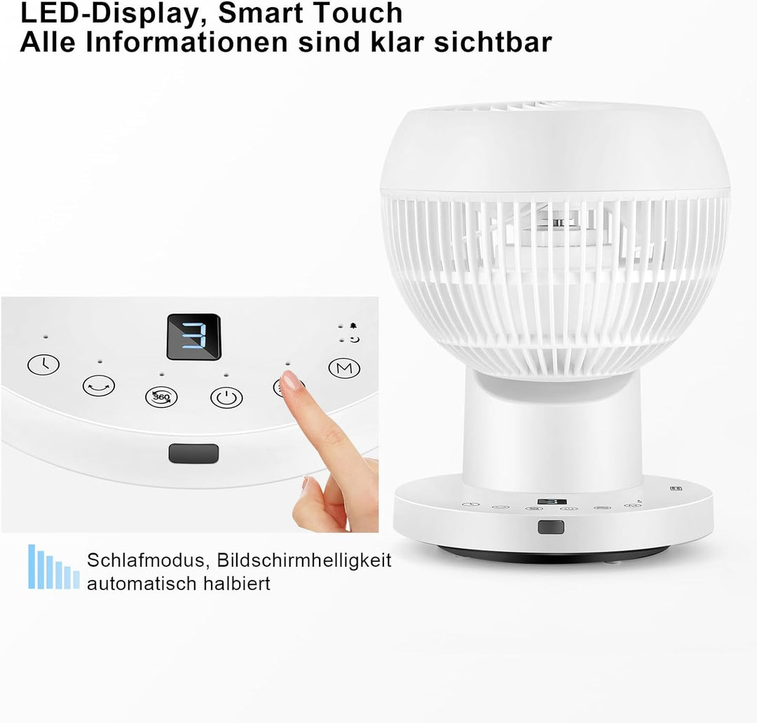 Tischventilator mit Fernbedienung - 32W Leiser Ventilator mit 4 Geschwindigkeitsstufen, 8h Timer, 70