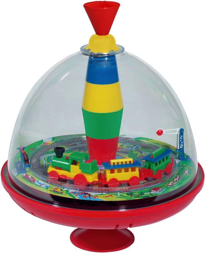 Lena 52120 - Panoramakreisel Eisenbahn Ø 19 cm, Kunststoff Schwungkreisel &amp; Bolz 52754 - Musikdrehdo