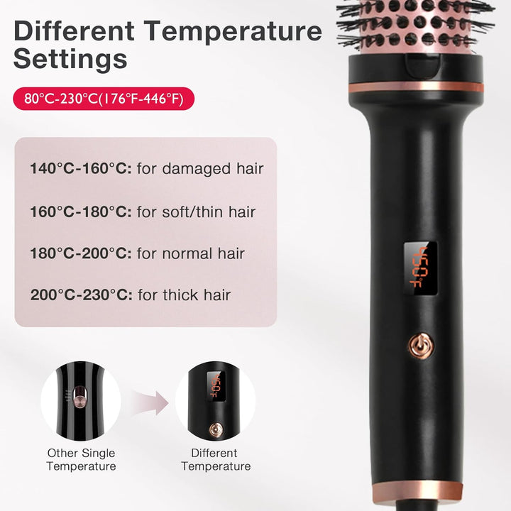 TANSHINE Thermal Brush, 38 mm Elektrische Rundbürste Wärmebürste, Lockenbürste Warmluft und Volumize