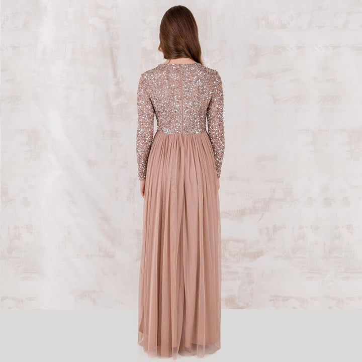 Maya Deluxe Damen Maya Deluxe Dames Dames Jurk Voor Bruiloft Guest Plus Size Empire Hoge Taille Sequ