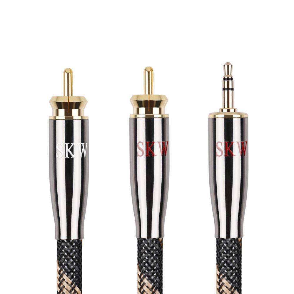 SKW Audiophiles Audio Kabel 3.5mm Klinke auf 2 Cinch Y Splitter Stereo Audio Kabel (3M, Schwarz)