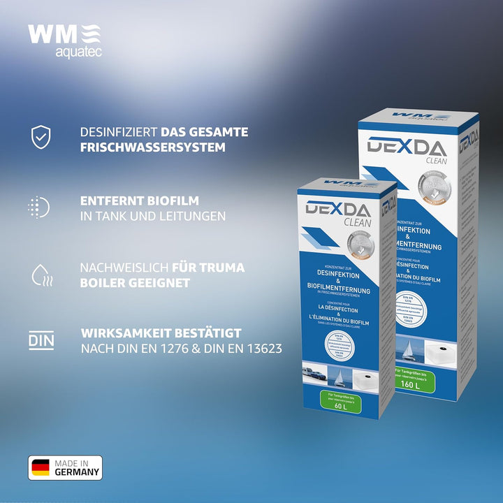 WM aquatec – Hygiene-Trio für Frischwassersysteme bis 60L Tankgrösse – Wasserhygiene für Wohnmobile,