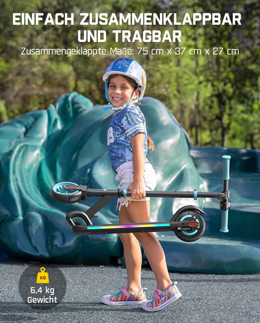 FanttikRide C9 Apex E Scooter Kinder von 120-160CM, Faltbarer elektroscooter,Höhenverstellbar E Roll