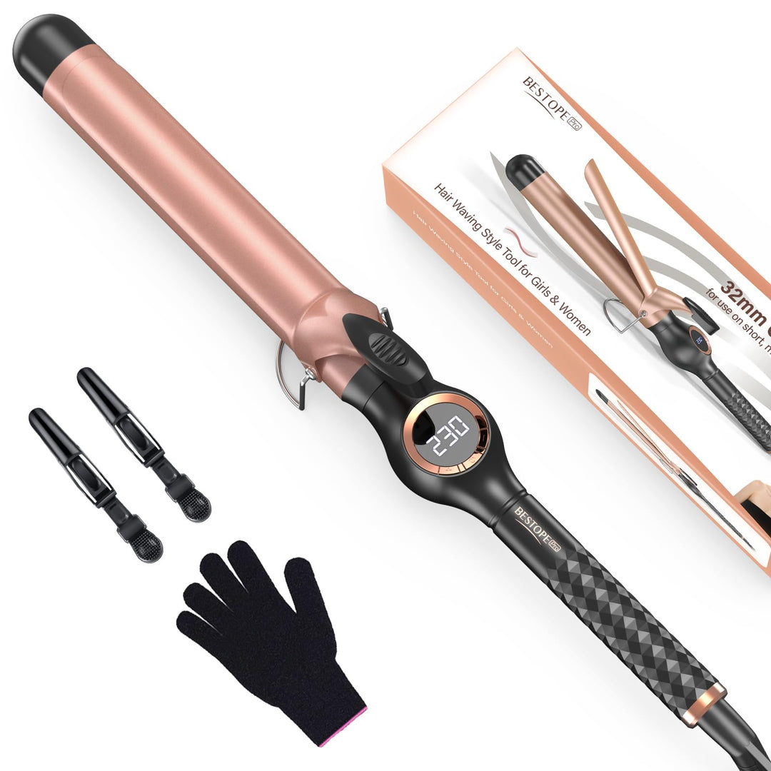 BESTOPE PRO Lockenstab 32mm Grosse Locken, Schnelle Heizung Lockenstäbe Extra Lang, Multi-Temperatur