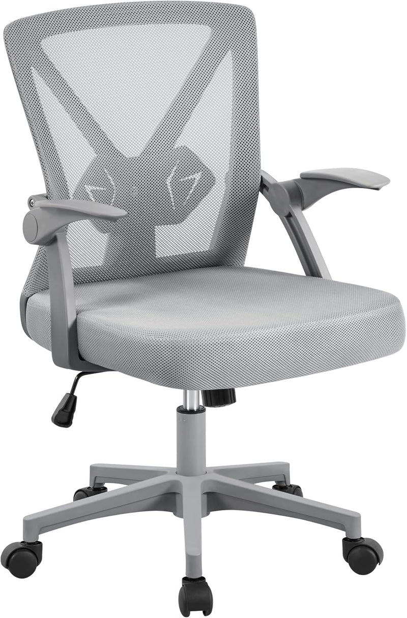 Yaheetech Bürostuhl ergonomisch, Schreibtischstuhl aus Mesh mit Hochklappbaren Armlehnen, Drehstuhl