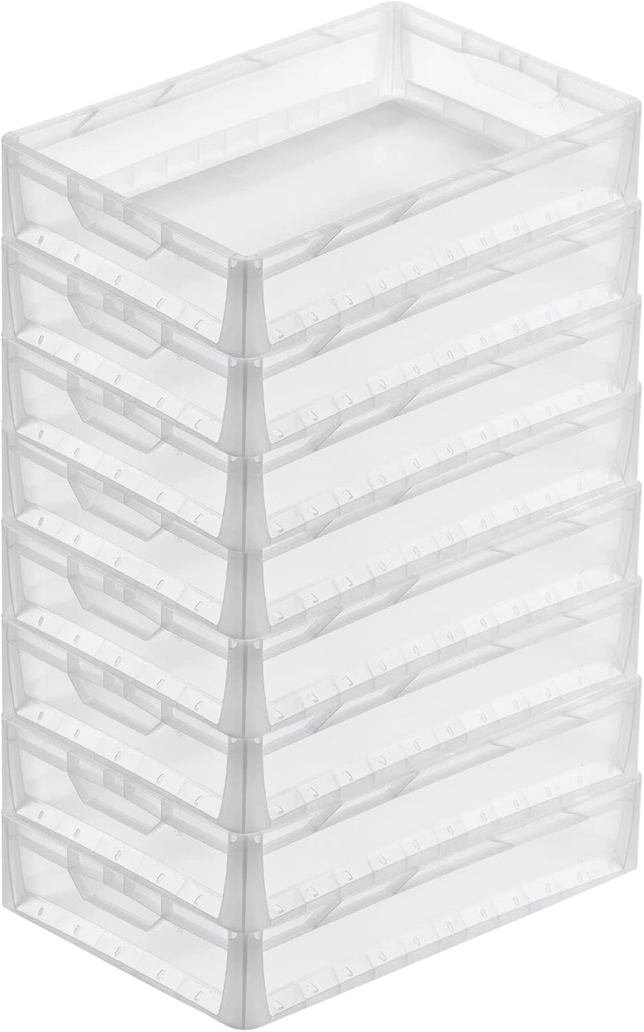 PROREGAL SuperSparSet 8x Transparenter Eurobehälter LightLine mit offenem Griff | HxBxT 12x40x60cm |