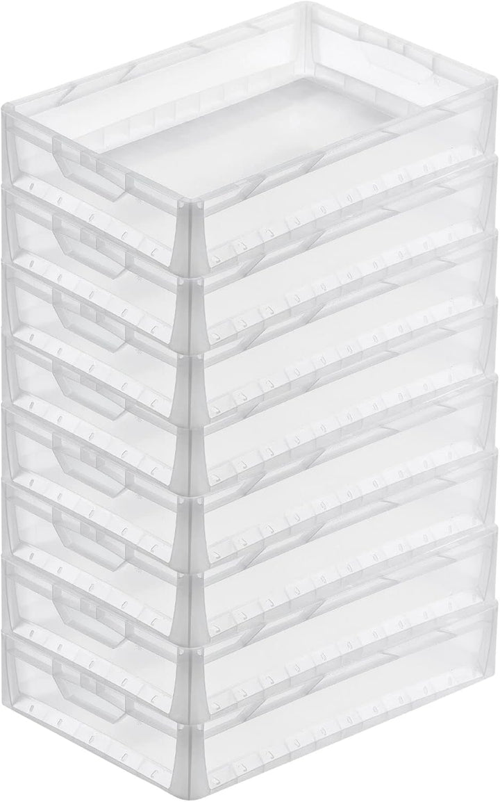 PROREGAL SuperSparSet 8x Transparenter Eurobehälter LightLine mit offenem Griff | HxBxT 12x40x60cm |
