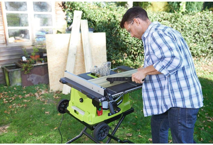 Ryobi 1800 W Tischkreissäge (Kreissäge, Säge) RTS1800ES-G (mit Untergestell, Sägeblatt) 5133002023