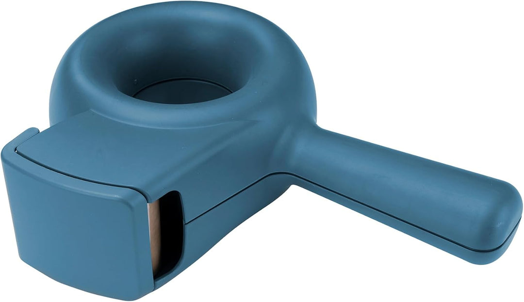 helit H6380034 - Klebebandabroller „the bagel“, blau, Paketbandabroller, Kleberoller, Handabroller,