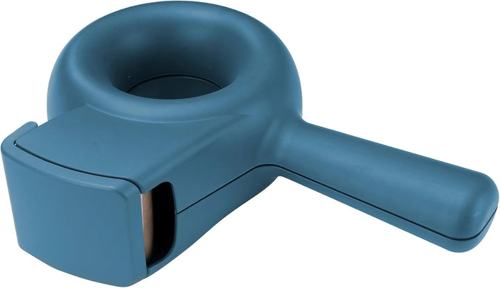 helit H6380034 - Klebebandabroller „the bagel“, blau, Paketbandabroller, Kleberoller, Handabroller,