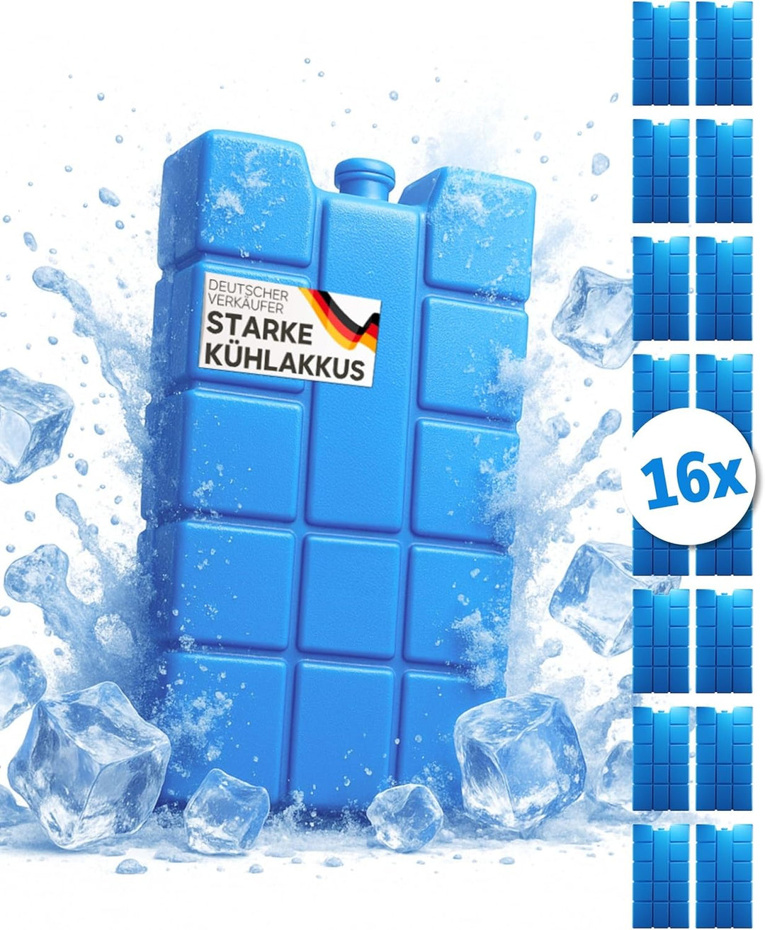 ToCi 2/4/6/8/12/16er Set Kühlakkus mit je 200ml | 2-16 Blaue Kühlelemente für die Kühltasche oder Kü