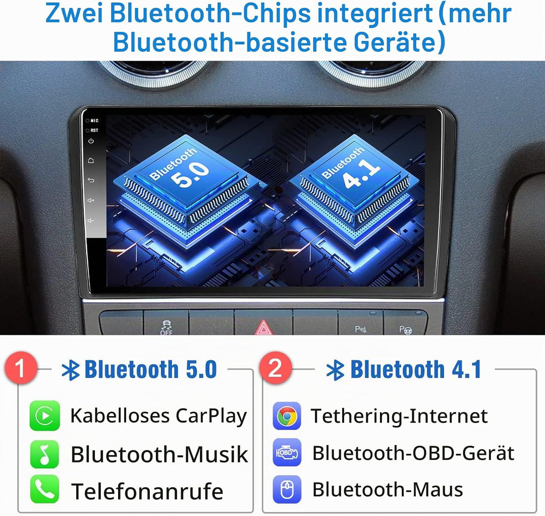 Android Autoradio Wireless CarPlay Wireless Android Auto für Audi_A3 S3 RS3 2GB+32GB 9 Zoll QLED Bil
