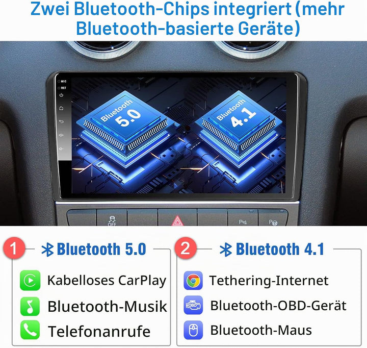 Android Autoradio Wireless CarPlay Wireless Android Auto für Audi_A3 S3 RS3 2GB+32GB 9 Zoll QLED Bil