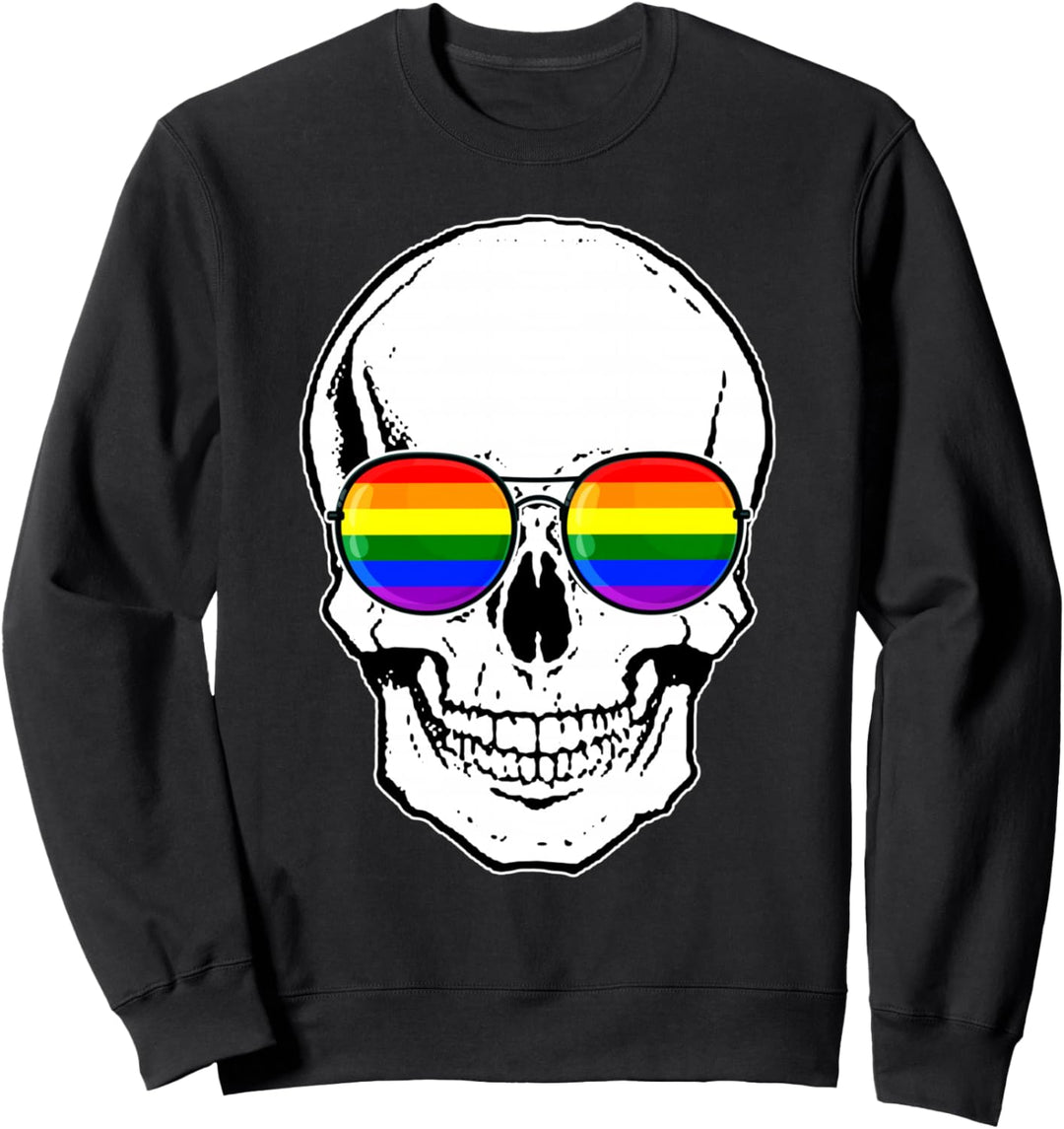 Gay Pride LGBT Totenkopf mit Regenbogen Sonnenbrille Sweatshirt
