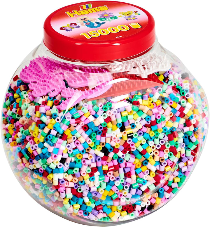 Hama Perlen 2066 Bügelperlen XXL Dose mit ca. 15.000 bunten Midi Bastelperlen mit Durchmesser 5 mm i