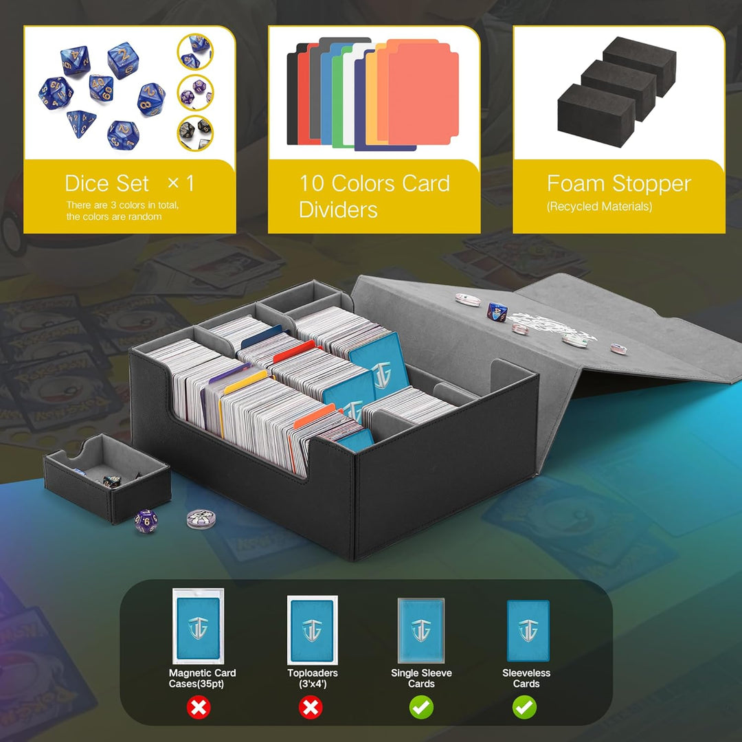 Sammelkarten Aufbewahrungsbox für 1800+ Karten, Magnetische Card Deck Box mit Tragezubehör, Sammelka