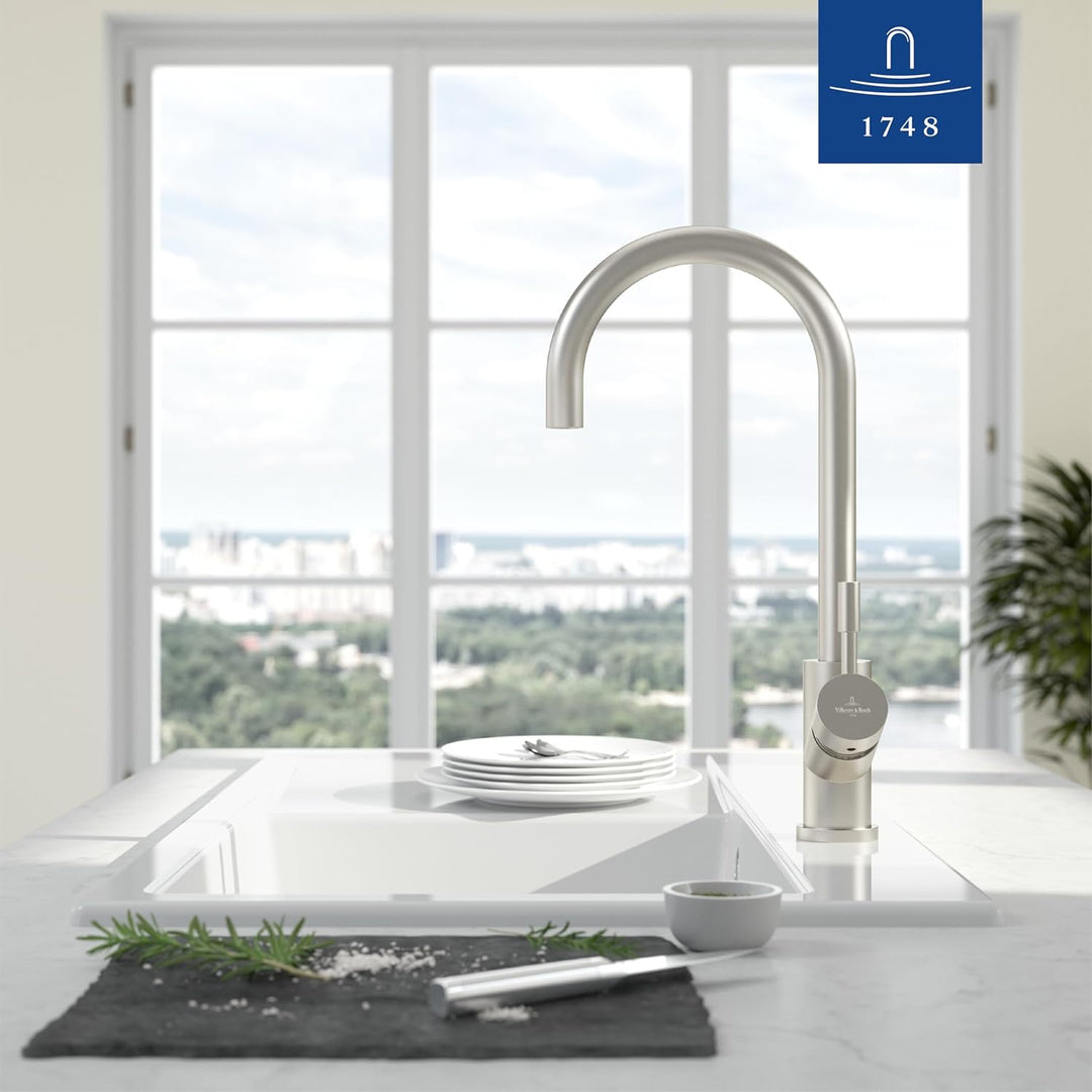 Villeroy & Boch Umbrella | Hochdruck | Einhand-Küchenarmatur | Edelstahl massiv | 925300LC Edelstahl