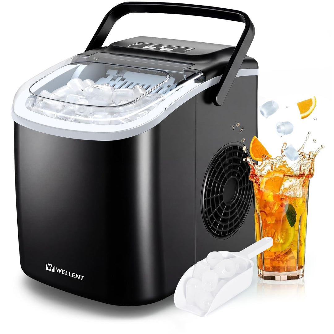Eiswürfelmaschine Klein – Ice Maker, 8 Eiswürfel in 6 Minuten, 12 kg/24 Stunden, 2 Eiswürfelgrössen,