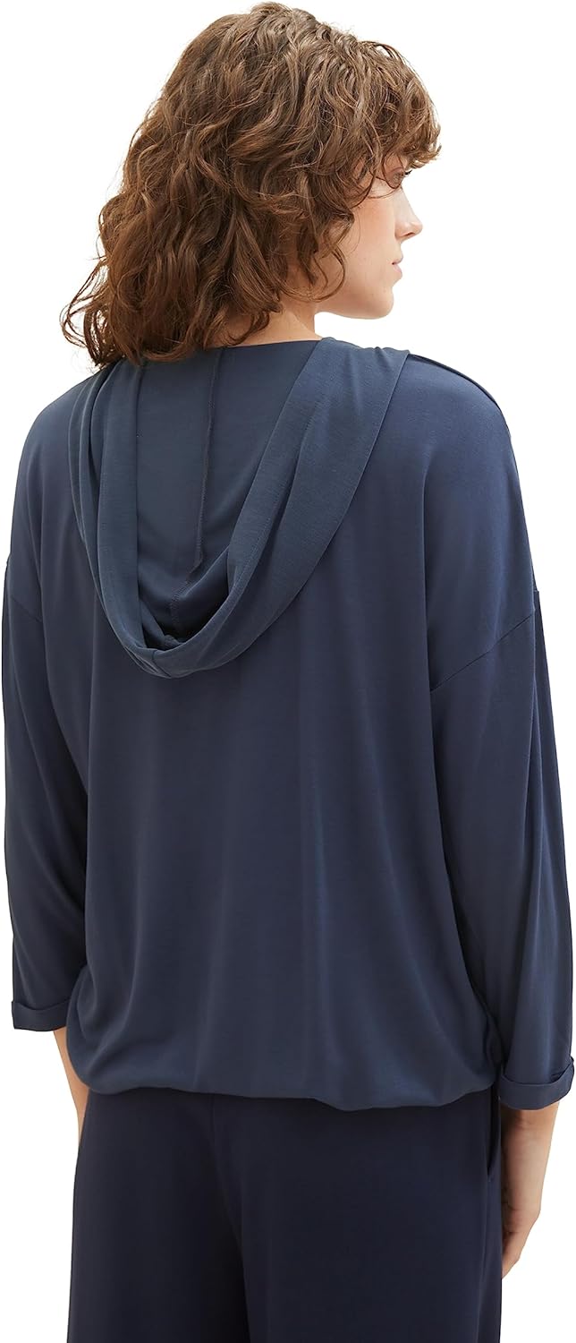 TOM TAILOR Damen T-Shirt mit Kapuze M 10668 - Sky Captain Blue, M 10668 - Sky Captain Blue