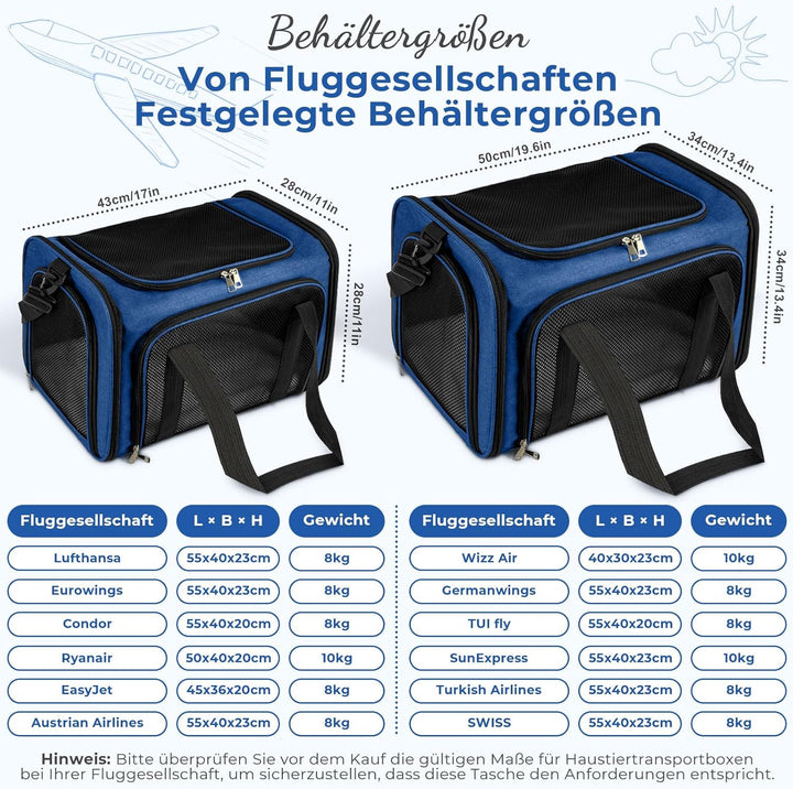 Transporttasche Katze, Transportbox für Katze Hund, Katzentransporttasche,Faltbare Haustier Tragetas