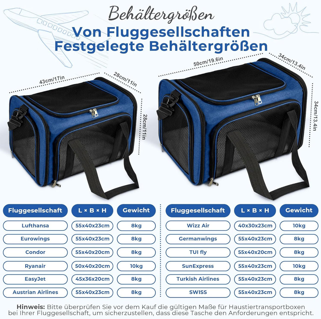 Transporttasche Katze, Transportbox für Katze Hund, Katzentransporttasche,Faltbare Haustier Tragetas