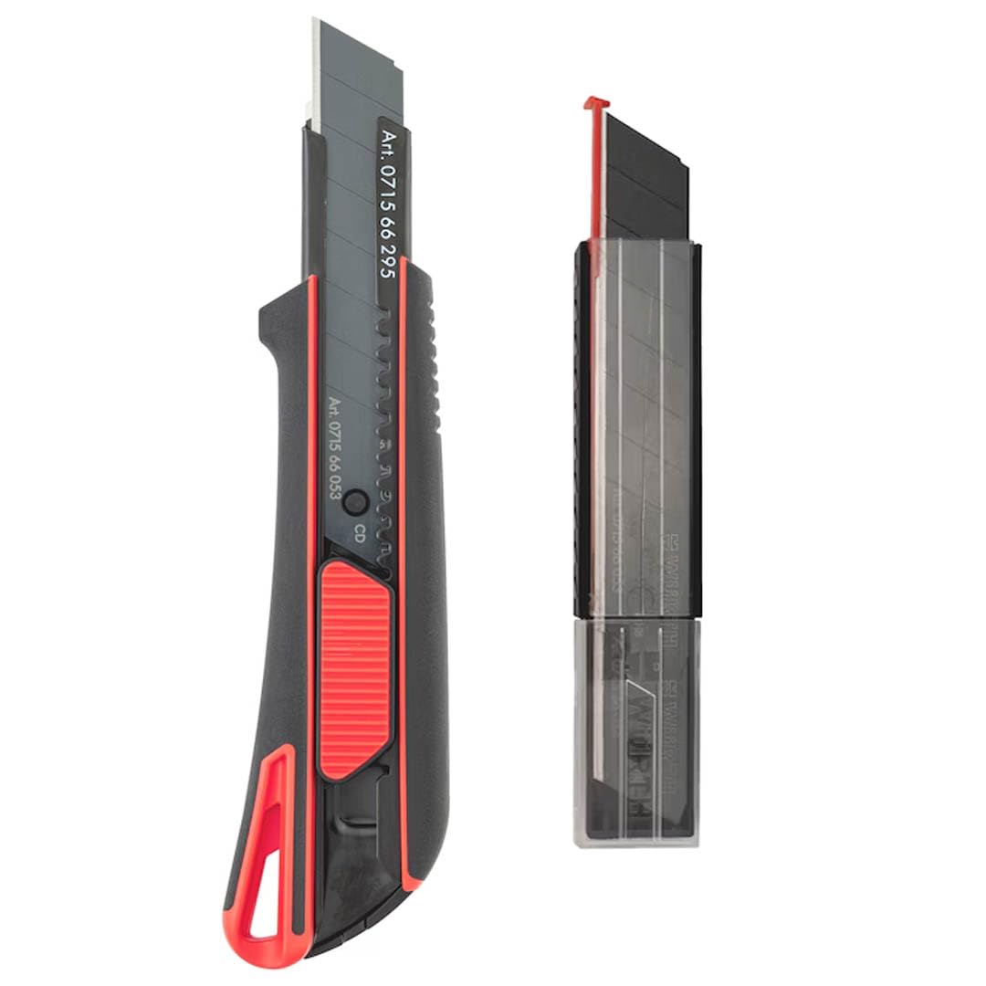 Würth 2K Cuttermesser 18mm inkl. 3 + 10 Abbrechklingen extrem scharf schwarz 071566295 Teppichmesser