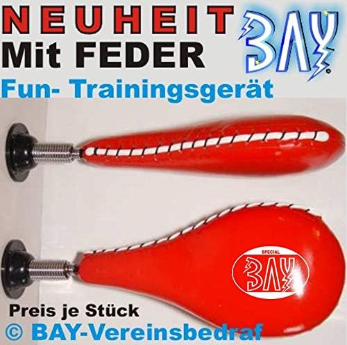 BAY® Fun Wand-Schlagpolster mit Feder, ROT - Schlagkissen, Boxbirne, Speedball, Doppel Single Mitt,