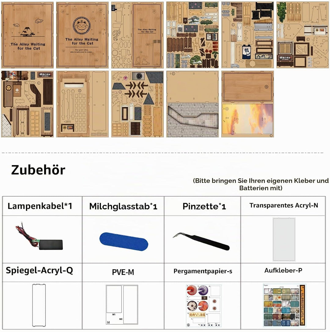 Shrike Book Nook Kit - DIY Miniaturhaus, 3D-Puzzle Buchstütze mit LED-Beleuchtung | Bücherregal &amp; Ha