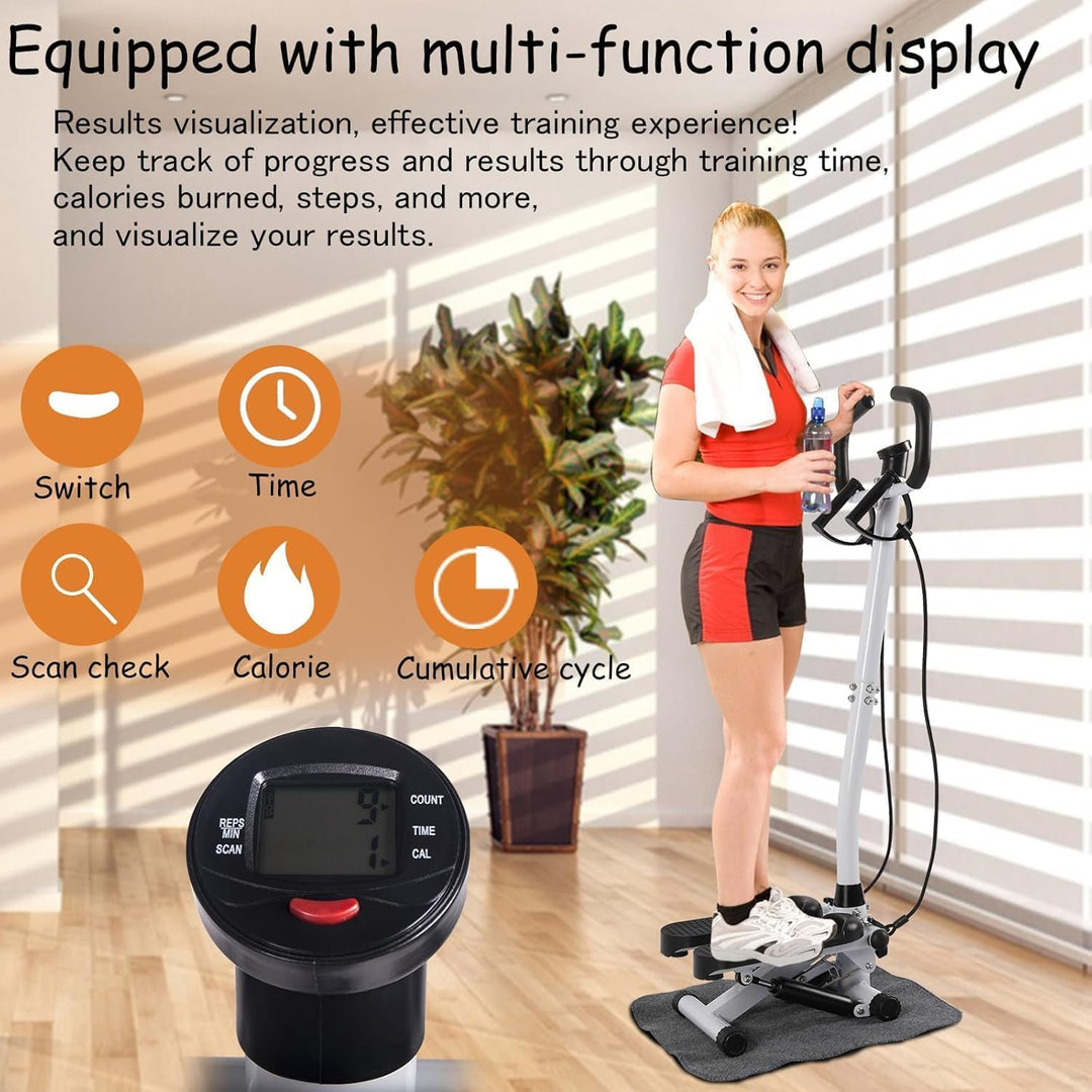 2 in 1 Fitness Swing Side Stepper mit LCD-Schirm und Handgriff, 150kg Up-Down Swing Stepper Bein Arm
