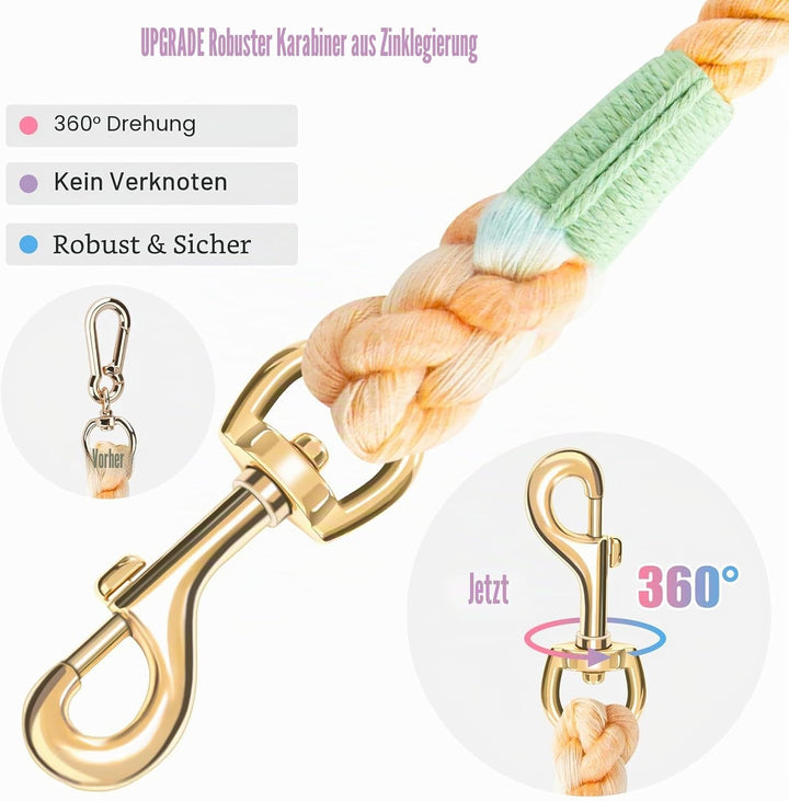 NUGUTIC Hundeleine, handgefertigt, geflochtenes Baumwollseil, für kleine, mittelgrosse und grosse Hu