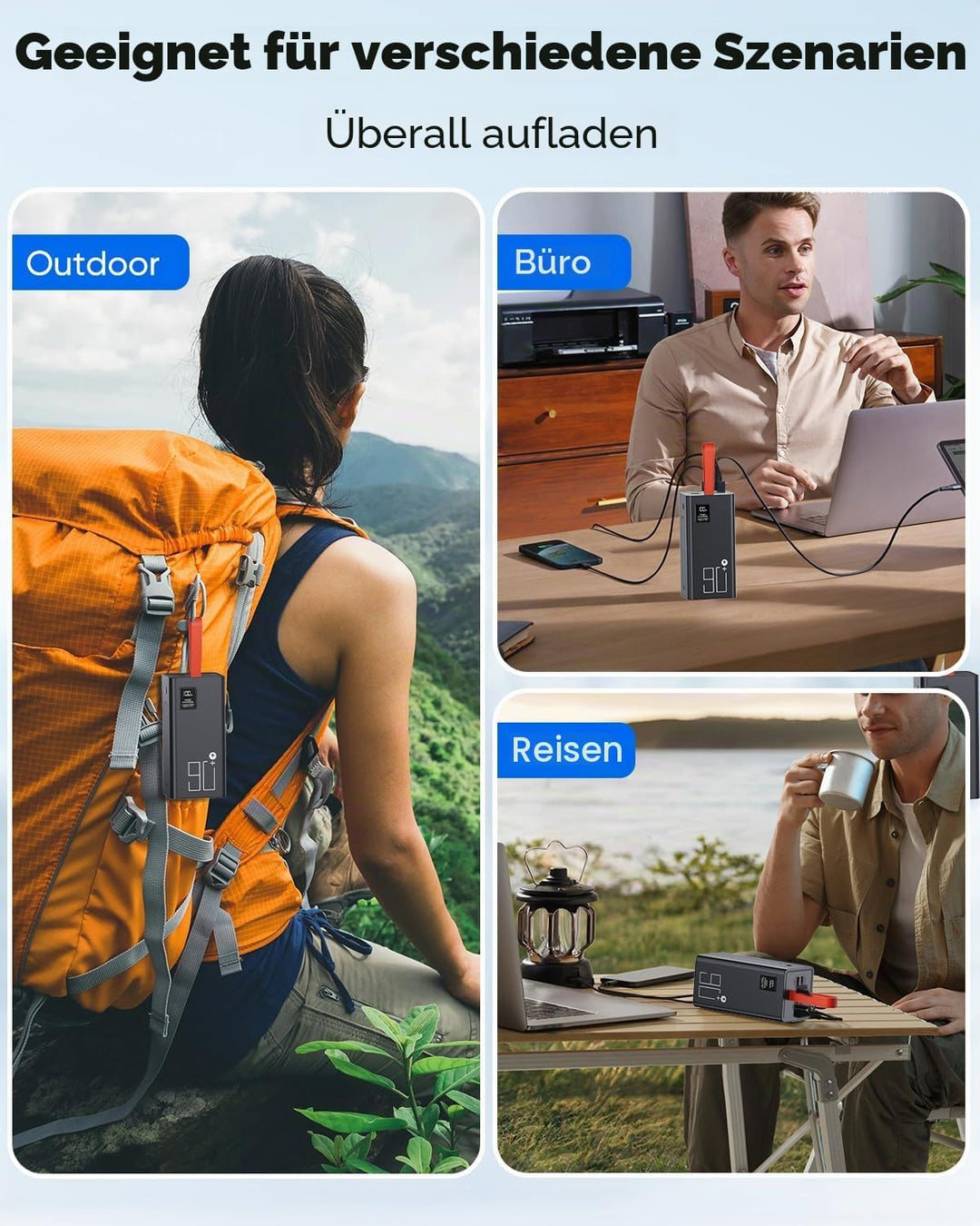 Power Bank 90000mAh, grosse powerbank, Externer Handyakku PD 30W&amp; QC 4.0 Schnell Aufladende Powerban