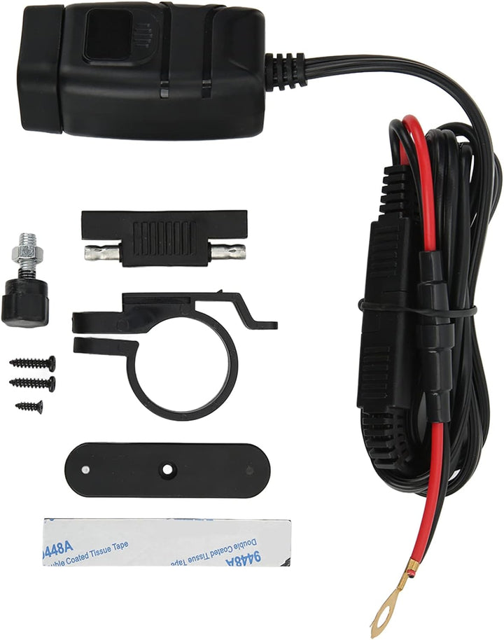 Fydun Motorrad Dual USB Ladegerät SAE zu USB Adapter mit Wasserdichtem Abdeckungsschalter Schnelllad