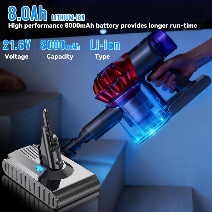BATTOOL Upgraded V8 Akku 8000mAh Ersatzakku für Dyson V8 Kabelloser Staubsauger Kompatibel mit Dyson