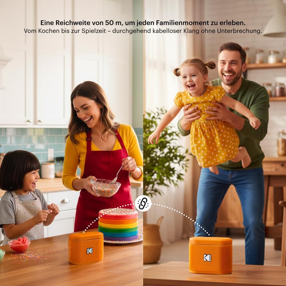 Kodak SOUNDBRIX 2er-Pack tragbare kabellose Lautsprecher – Verbindet bis zu 100 Lautsprecher – Magne