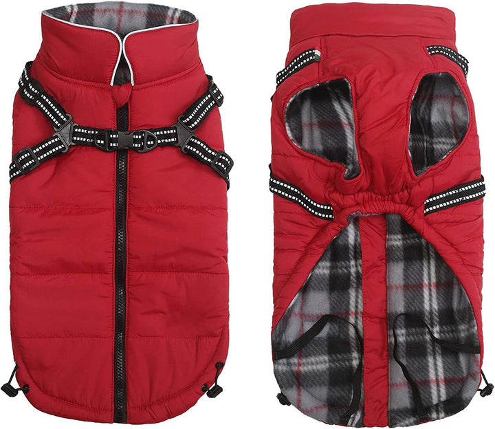Pethiy -Super Warm Hunde wintermäntel mit Geschirr, Hundejacke mit Innenfleece, Wasserdichte Kleine