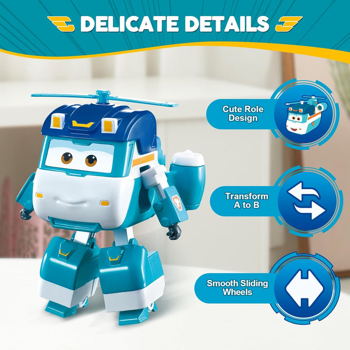 Super Wings EU770239 - Transforming Shine, ca. 12 cm grosse verwandelbare Spiel-Figur, Roboter und F