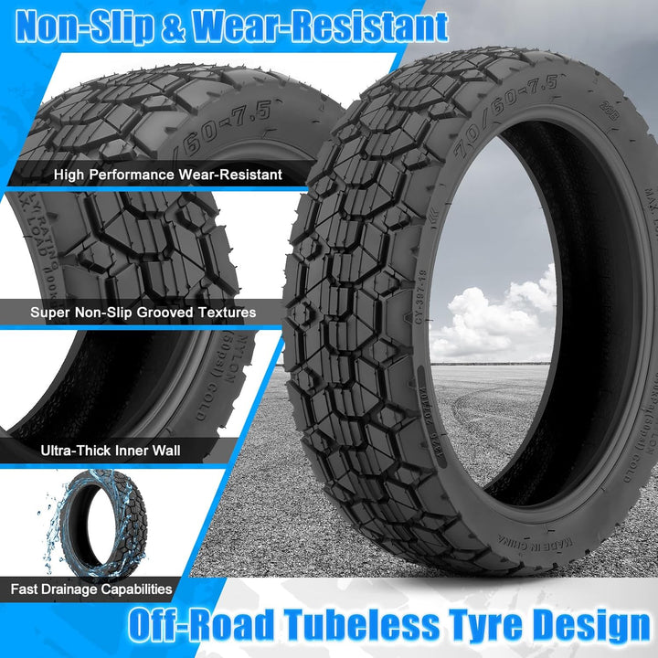 70/60-7.5 E Scooter Reifen Tubeless für 11 Zoll Räder - Offroad &amp; Geländetauglich - Ersatz-Vakuumrei