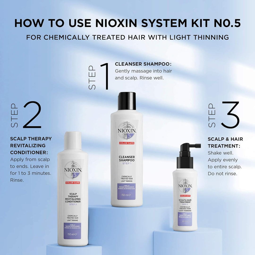 NIOXIN System 5 für chemisch behandeltes Haar mit leichter Ausdünnung Probe-Set 150 ml/50 ml, Probe-